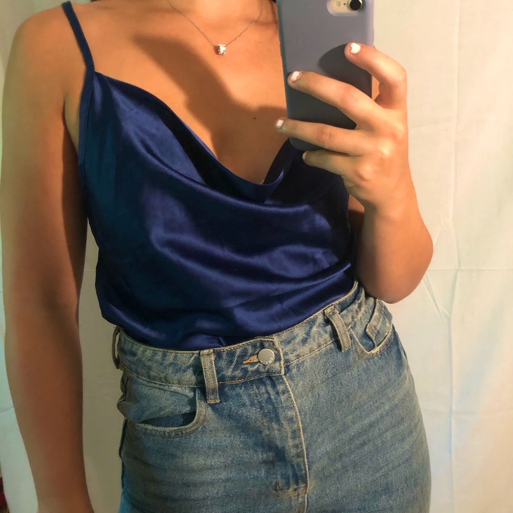 Navy Blue cowls neck top